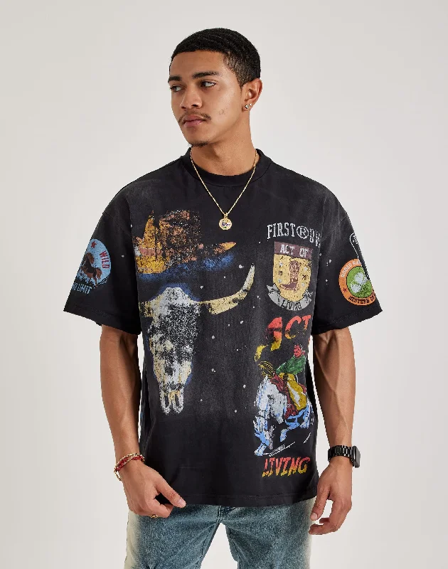 First Row Act Of Cowboys Tee Preppy Men's College