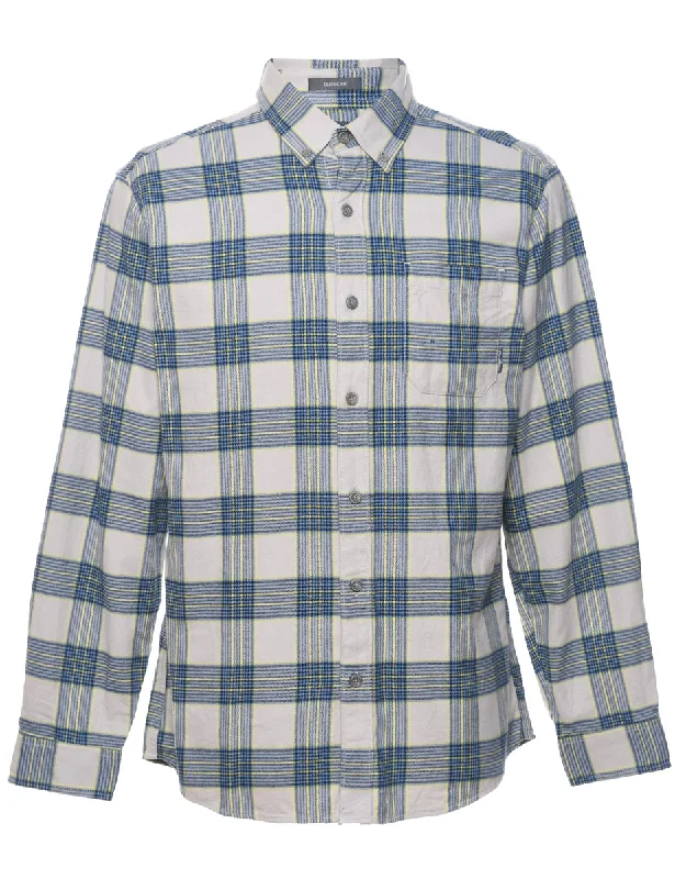 Eddie Bauer Blue & Off-White Checked Shirt - M Street