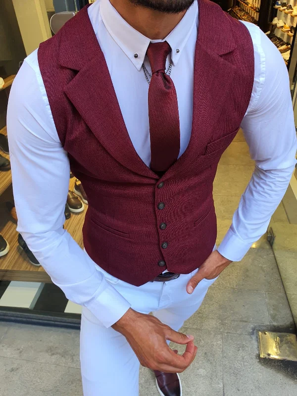 Bellingham Burgundy Slim Fit Vest: Elegance Redefined Dynamic Men's High