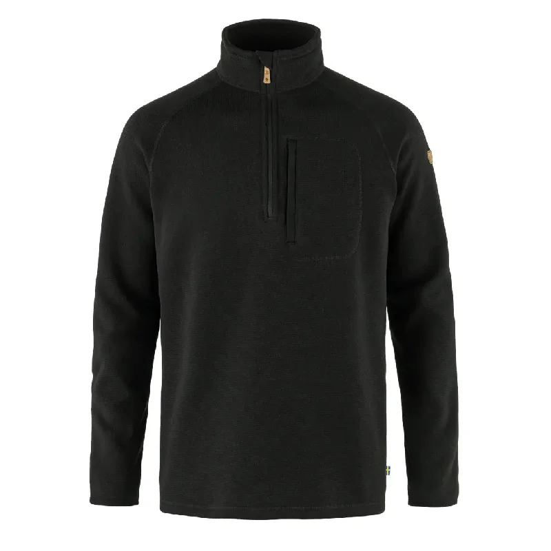 Fjallraven Ovik Fleece Half Zip Black Casual Men's Loose