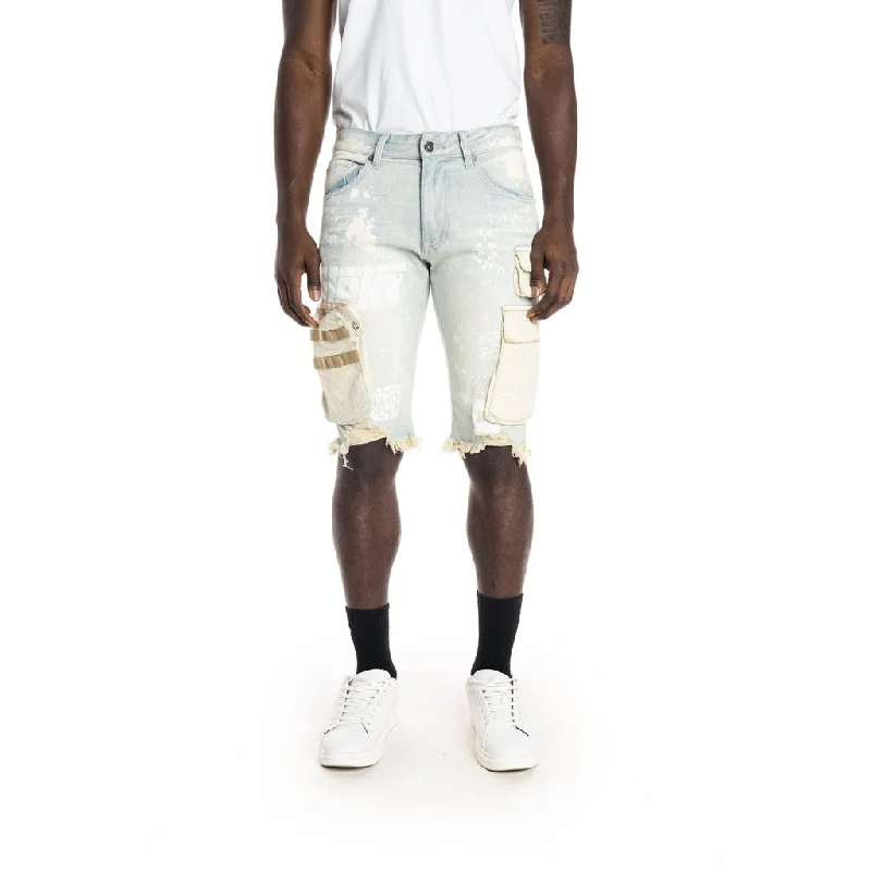 12" Slim Utility Fashion Jean Shorts - Norwich Blue Trendy Men's Oversized