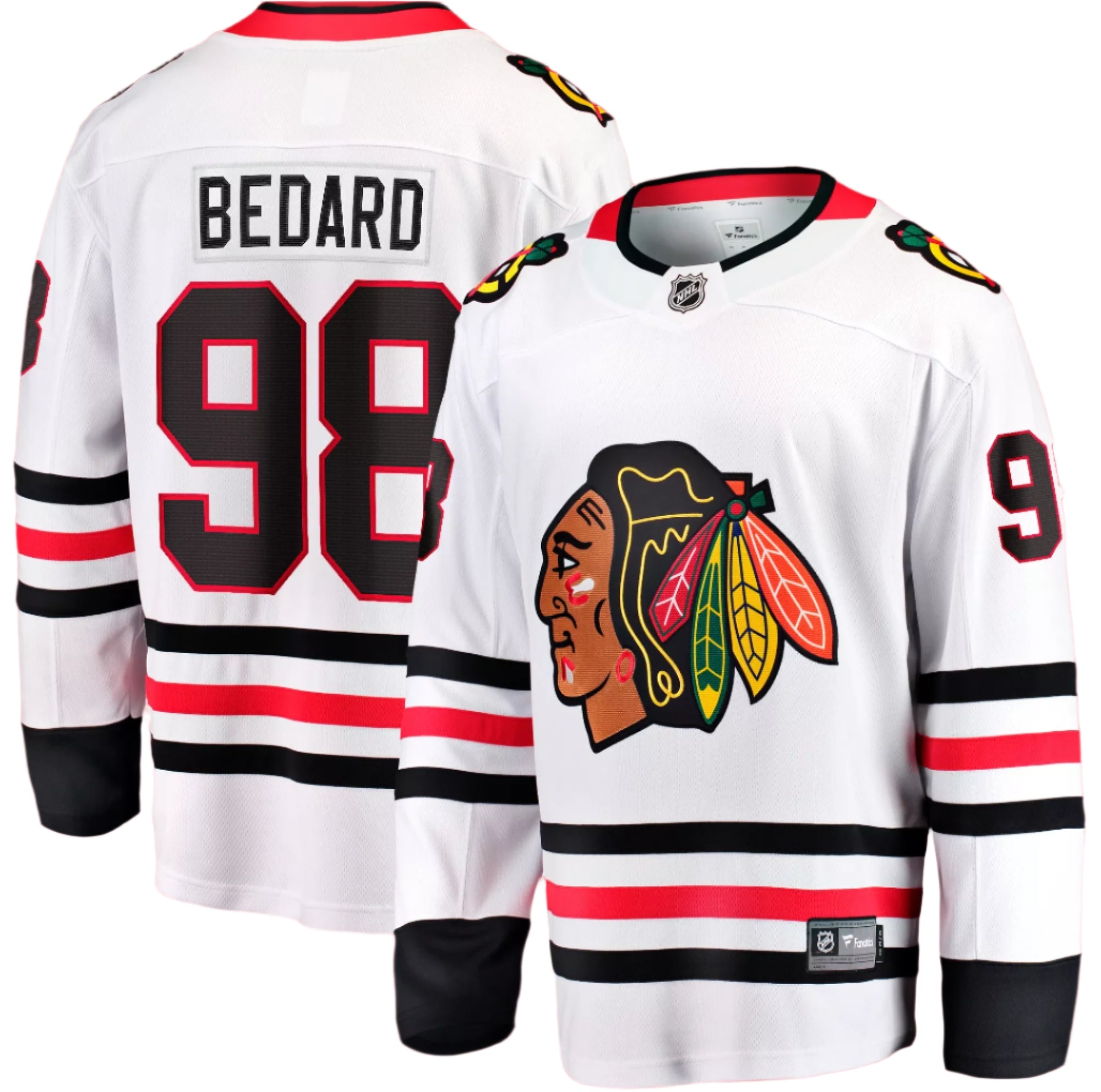 Chicago Blackhawks Mens  Fanatics NHL Connor Bedard #98 Away Replica Jersey Laid