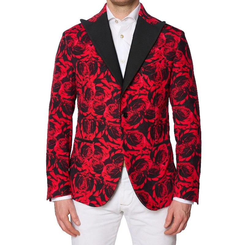 SARTORIA PARTENOPEA Red Floral Jacket EU 50 NEW US 40 Current Model Sleek Men's Contemporary SARTORIA PARTENOPEA Red Floral Jacket EU 50 NEW US 40 Current Model Sleek Men's Contemporary