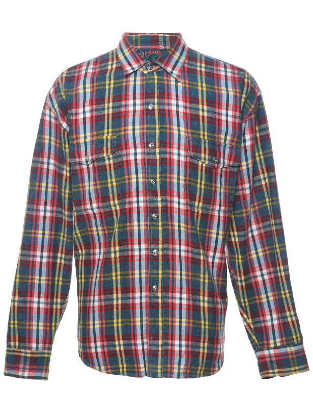 Long Sleeved Checked Multi-Colour Flannel Shirt - L Refined Men's Classic 