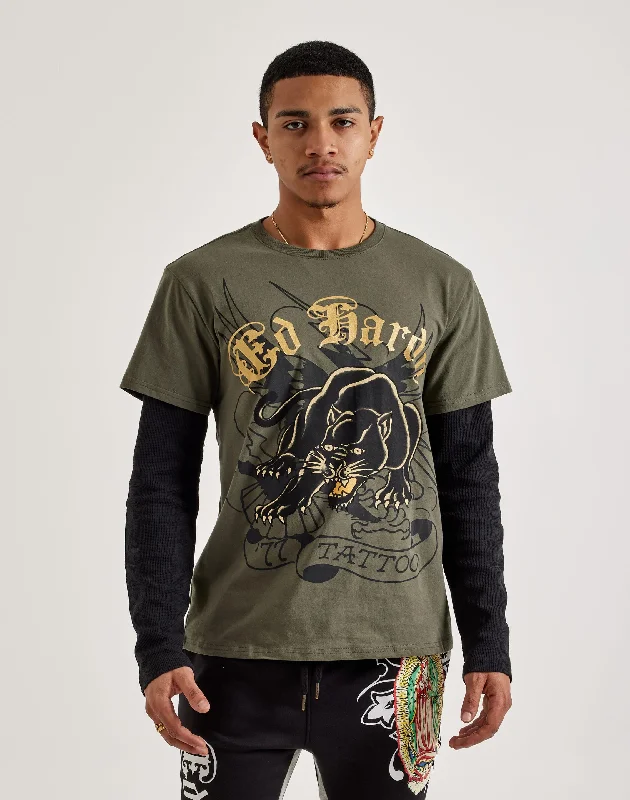 Ed Hardy Panther Long-Sleeve Tee Practical Men's Multi