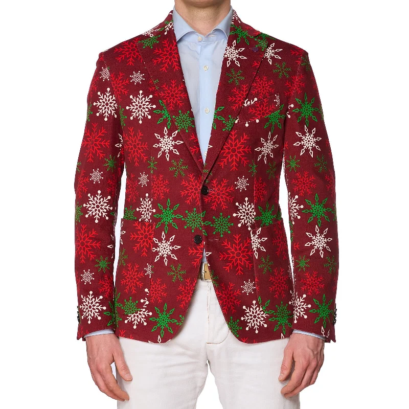 SARTORIA PARTENOPEA Red Christmas Design Cotton-Elastane Jacket EU 50 NEW US 40 Current Model Confident Men's Power SARTORIA PARTENOPEA Red Christmas Design Cotton-Elastane Jacket EU 50 NEW US 40 Current Model Confident Men's Power