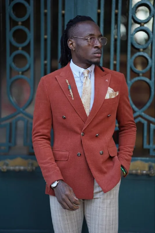 Avion Rust Brown Slim Fit Peak Lapel Blazer - Versatile Elegance Traditional Men's Country Avion Rust Brown Slim Fit Peak Lapel Blazer - Versatile Elegance Traditional Men's Country