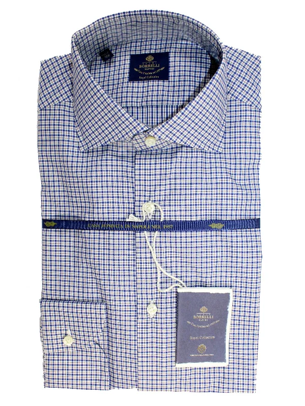 Luigi Borrelli Dress Shirt ROYAL COLLECTION White Brown Royal Blue Tattersall Check 38 - 15 REDUCED SALE Bohemian Men's Free Luigi Borrelli Dress Shirt ROYAL COLLECTION White Brown Royal Blue Tattersall Check 38 - 15 REDUCED SALE Bohemian Men's Free