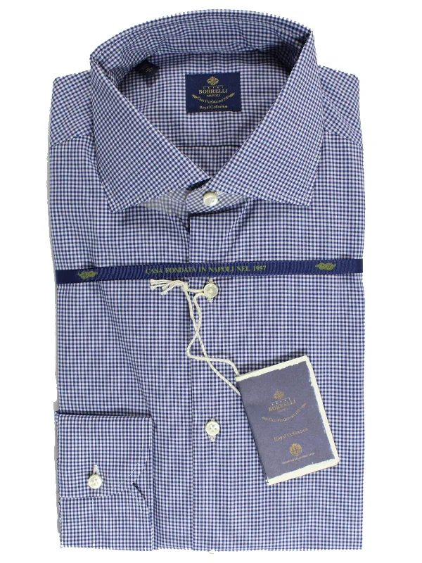 Luigi Borrelli Dress Shirt White Navy Mini Check 38 - 15 Royal Collection SALE Dynamic Men's Glow Luigi Borrelli Dress Shirt White Navy Mini Check 38 - 15 Royal Collection SALE Dynamic Men's Glow