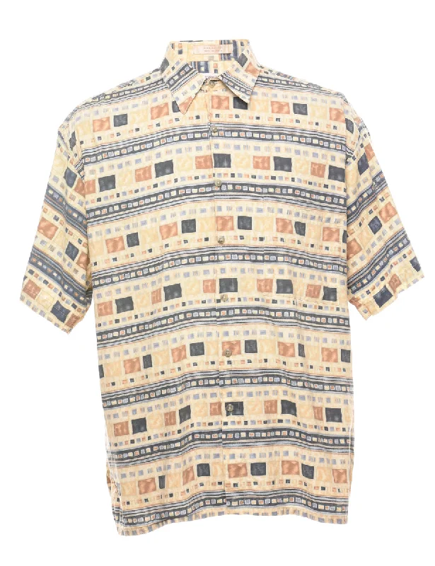 1990s Campia Geometric Pattern Shirt - L Elegant Men's Cashmere