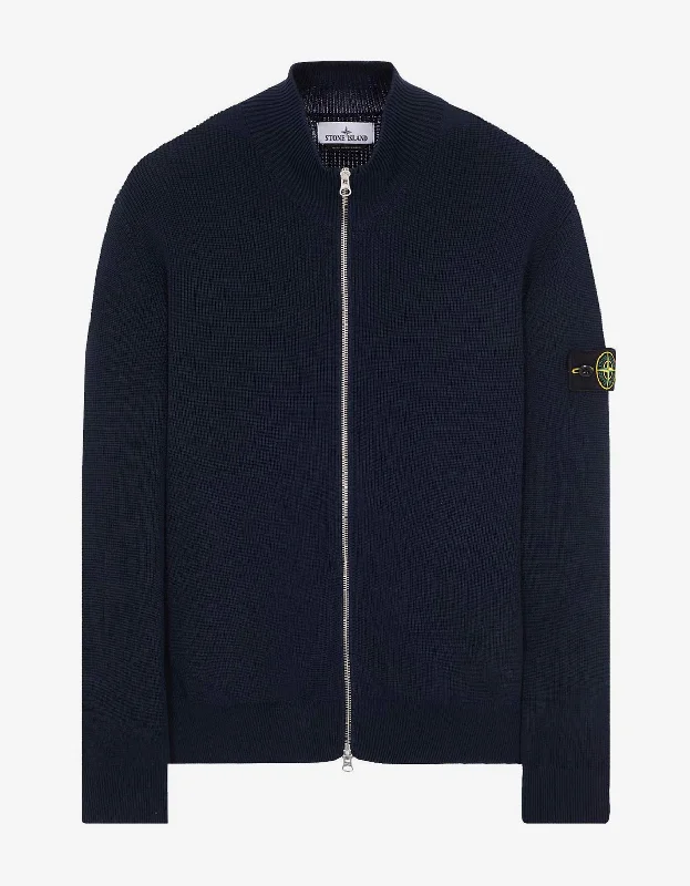 Stone Island Blue Zip Cardigan Traditional Men's Wool