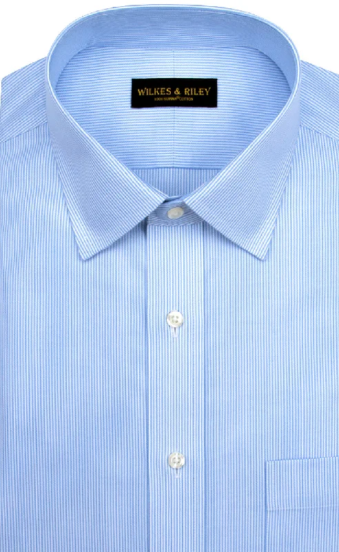 Tailored Fit Blue Stripe Spread Collar Supima® Cotton Non-Iron Twill Dress Shirt Adventure Tailored Fit Blue Stripe Spread Collar Supima® Cotton Non-Iron Twill Dress Shirt Adventure