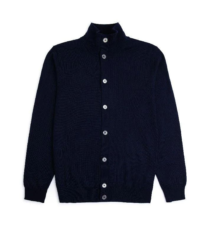 Trunk Stratton Merino Cardigan: Navy Sophisticated Men's French
