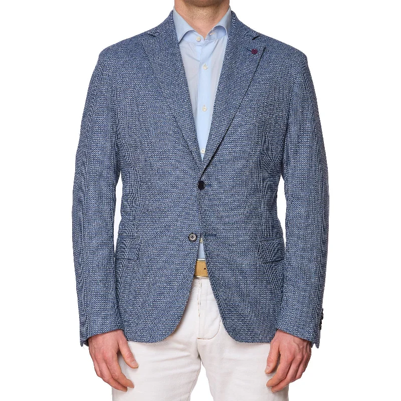SARTORIA PARTENOPEA Blue Micro Cotton Jacket EU 52 NEW US 42 Current Model Preppy Men's College SARTORIA PARTENOPEA Blue Micro Cotton Jacket EU 52 NEW US 42 Current Model Preppy Men's College