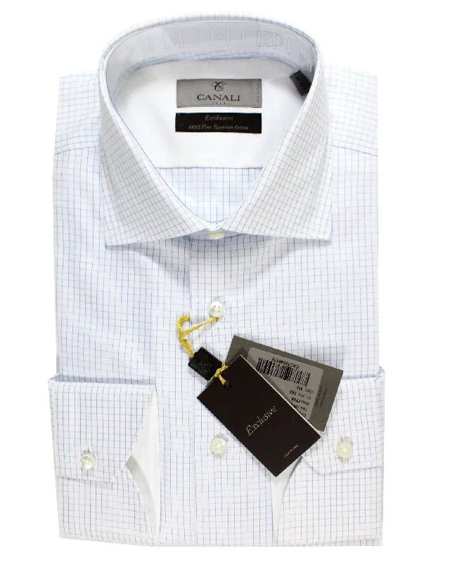 Canali Dress Shirt White Blue Graph Check Exclusive Collection - Modern Fit 39 - 15 1/2 SALE Monochromatic Office Style Canali Dress Shirt White Blue Graph Check Exclusive Collection - Modern Fit 39 - 15 1/2 SALE Monochromatic Office Style