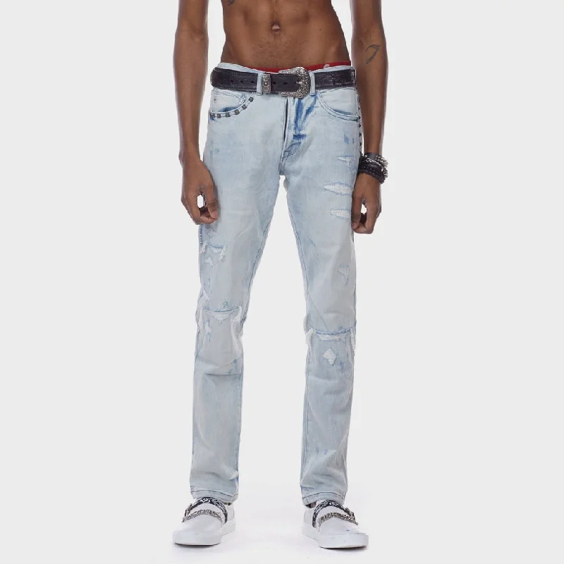 Bleunoir Slim Antique Studded Jeans - Mulberry Blue Casual Men's Loose