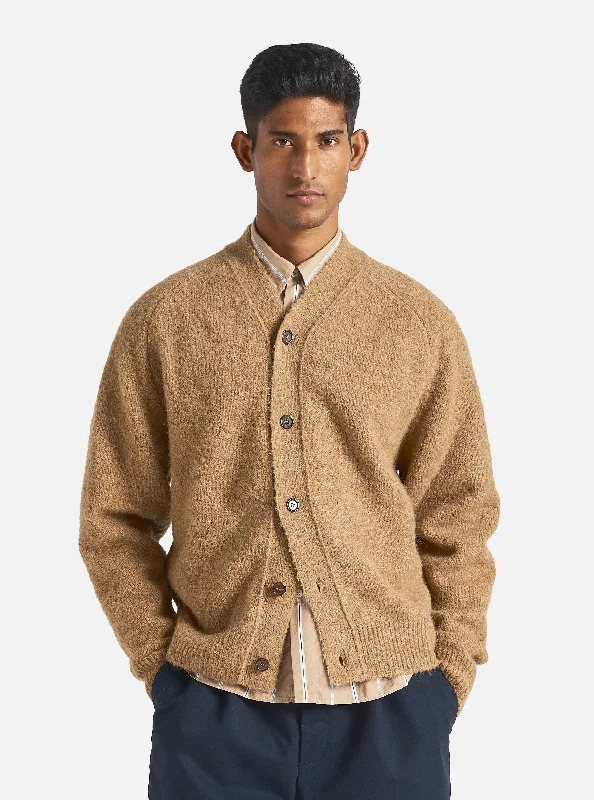 Universal Works David Cardigan in Sand Alpaca Knit Masculine Men's Thick
