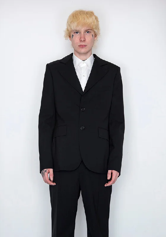 LU'U DAN MJ006_LW 70'S LIGHT WOOL BLAZER BLACK Tough Men's Tactical