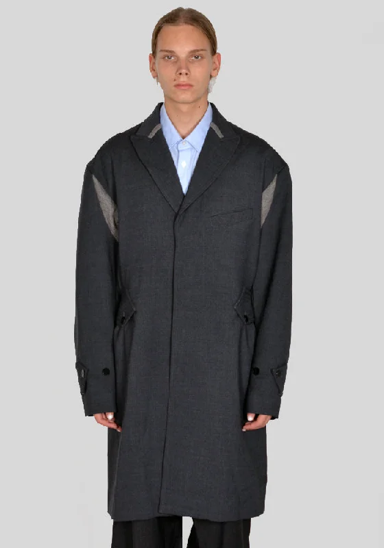 KIKO KOSTADINOV KKAW23J02-27 SOLON LONG COAT SHADOW GREY/ASH GREY Dynamic Men's Glow KIKO KOSTADINOV KKAW23J02-27 SOLON LONG COAT SHADOW GREY/ASH GREY Dynamic Men's Glow