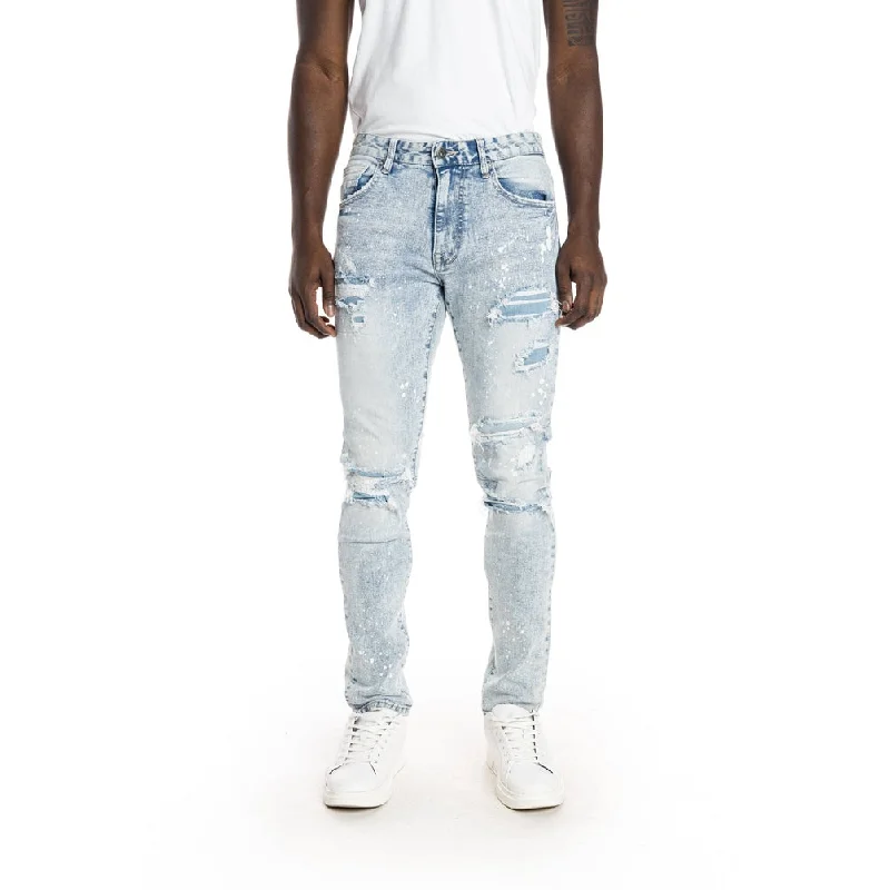 Slim Rip and Repaired Jeans - Archer Blue Cool Men's Skate