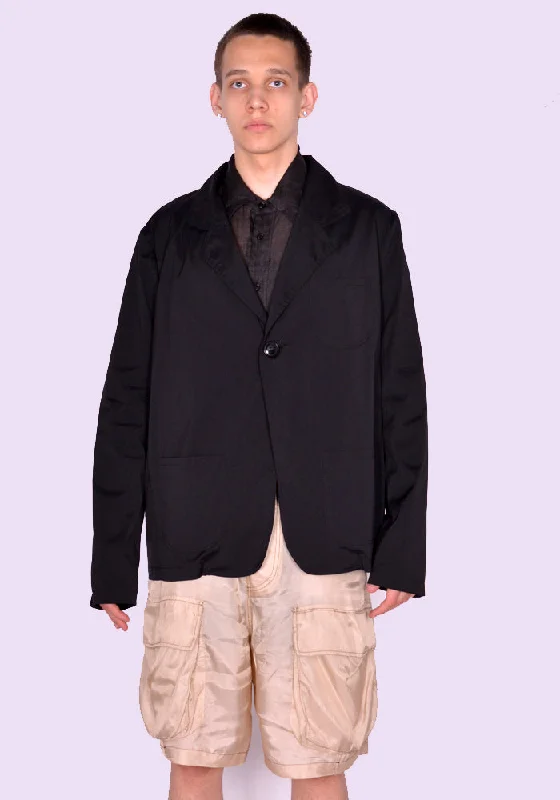 EDWARD CUMING SS23-B04 POPLIN BLAZER BLACK Confident Men's Power