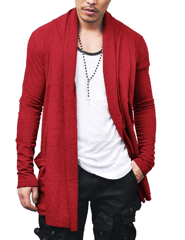 Ruffle Shawl Collar Knitted Cardigan (US Only) Relaxed Men's Beach