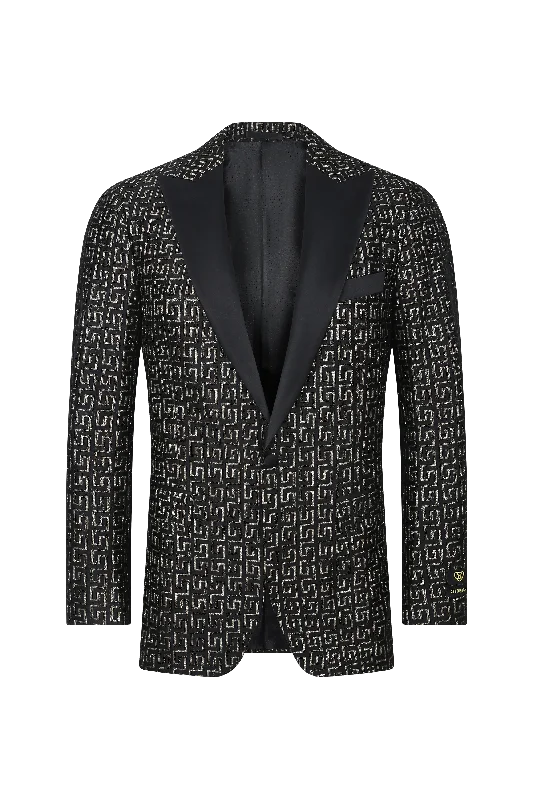 Regal Noir Patterned Blazer Stylish Men's Neon