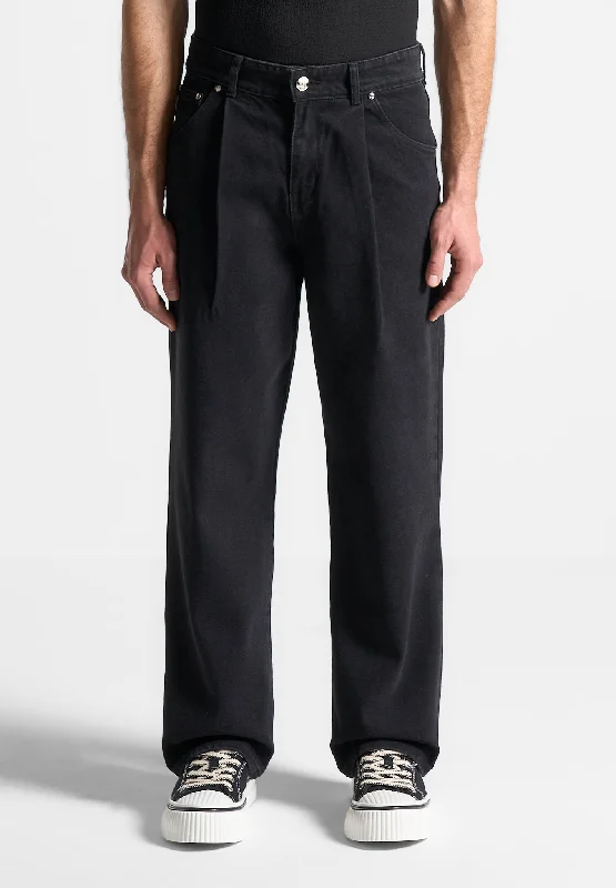 Pleated Jeans - Washed Black Dynamic Men's Moto