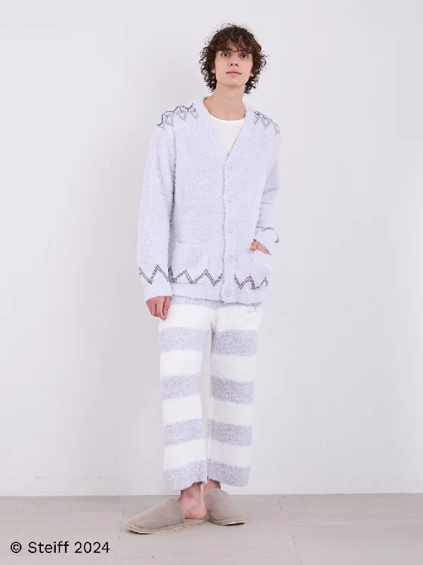 [Steiff] Mens Fair Isle Pattern Fuzzy Cardigan Elegant Men's Cashmere