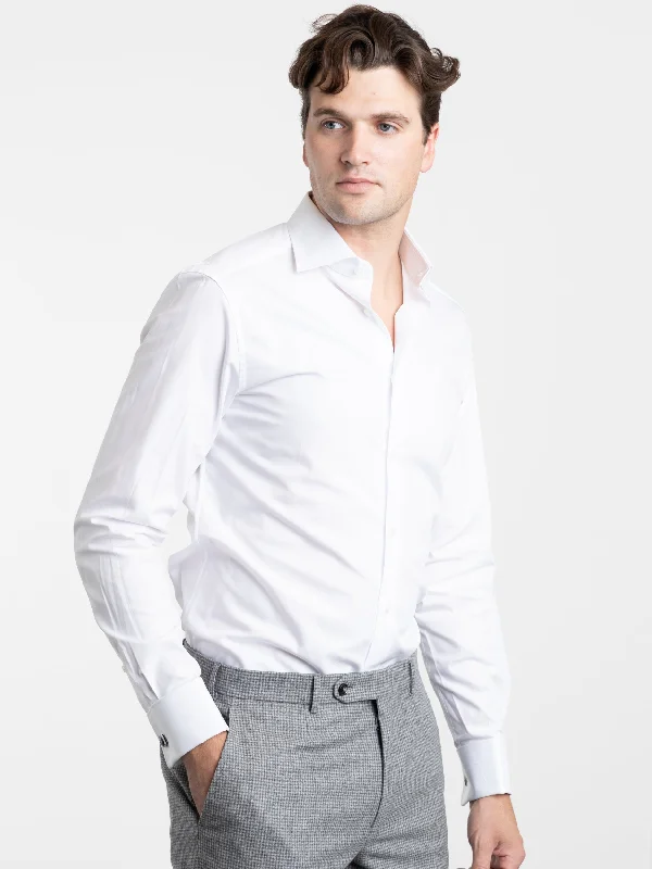 White Trofeo™ Cotton Shirt Minimalist Men's Casual 
