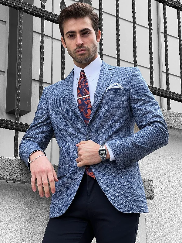 Eros Blue Slim Fit Peak Lapel Wool Blazer - The Perfect Blend of Style and Comfort Cozy Men's Winter Eros Blue Slim Fit Peak Lapel Wool Blazer - The Perfect Blend of Style and Comfort Cozy Men's Winter