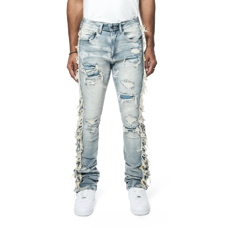 Stacked Frayed Jeans - Bergen Blue Athletic Men's High