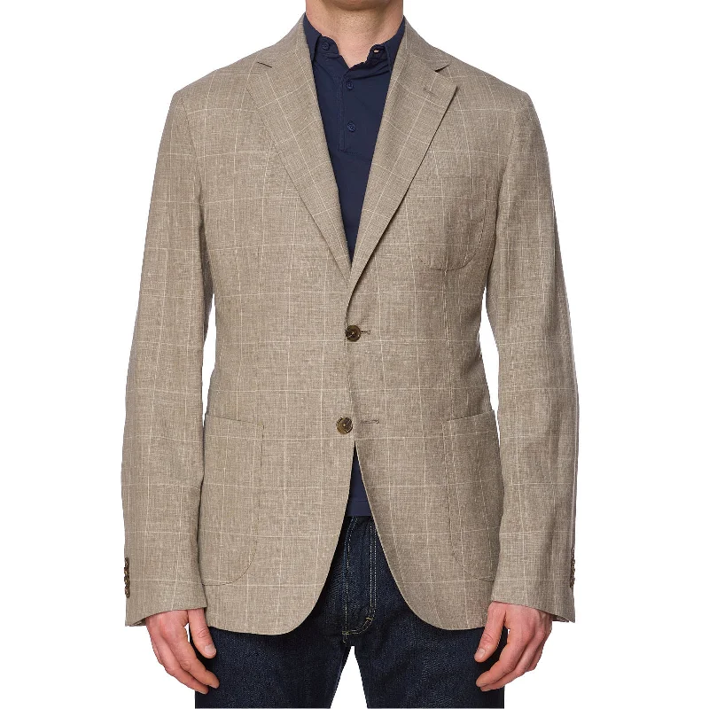 SARTORIA PARTENOPEA for DRINKWATER'S Gray Windowpane Linen Jacket NEW Current Model Organic SARTORIA PARTENOPEA for DRINKWATER'S Gray Windowpane Linen Jacket NEW Current Model Organic