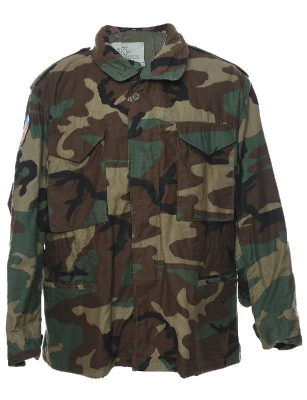 Woodland Camouflage Print U.S Army Military Jacket - L Practical Men's Quick