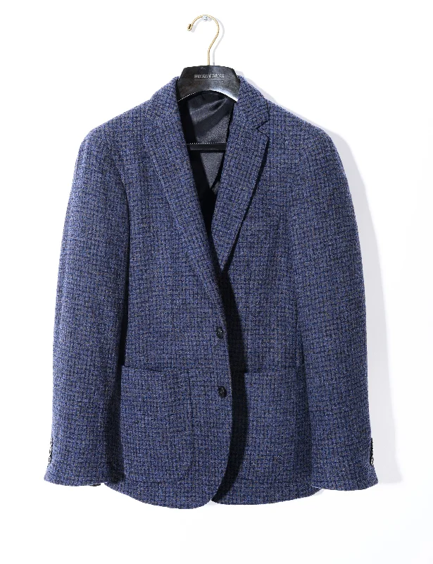 BKT35 Unstructured Jacket in 14.5 Micron Lofted Wool & Silk - Inverno Blue Sleek Men's Contemporary BKT35 Unstructured Jacket in 14.5 Micron Lofted Wool & Silk - Inverno Blue Sleek Men's Contemporary