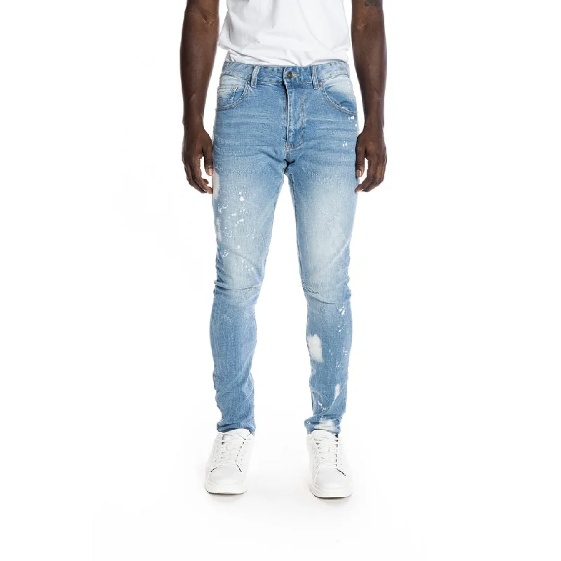 Slim Tapered Bleached Detail Jeans - Ocean Blue Lumberjack