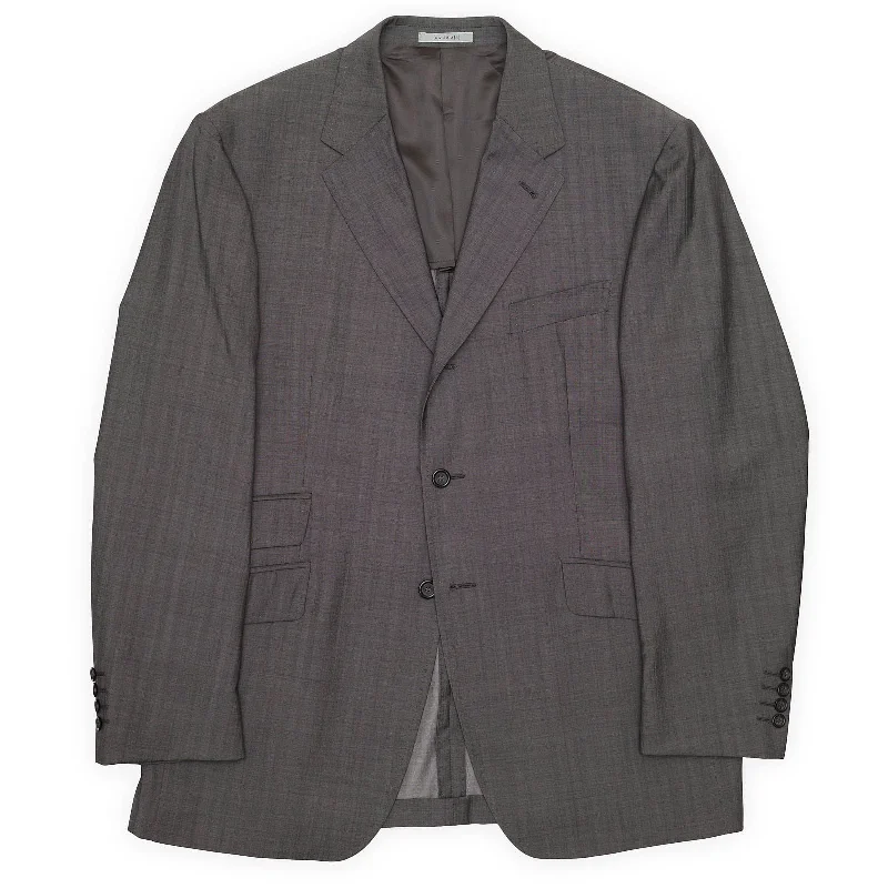 GASHGAJS Gray Herringbone Wool Super 100's Half Lined Jacket EU 56 NEW US 46 Classic Men's Pin GASHGAJS Gray Herringbone Wool Super 100's Half Lined Jacket EU 56 NEW US 46 Classic Men's Pin