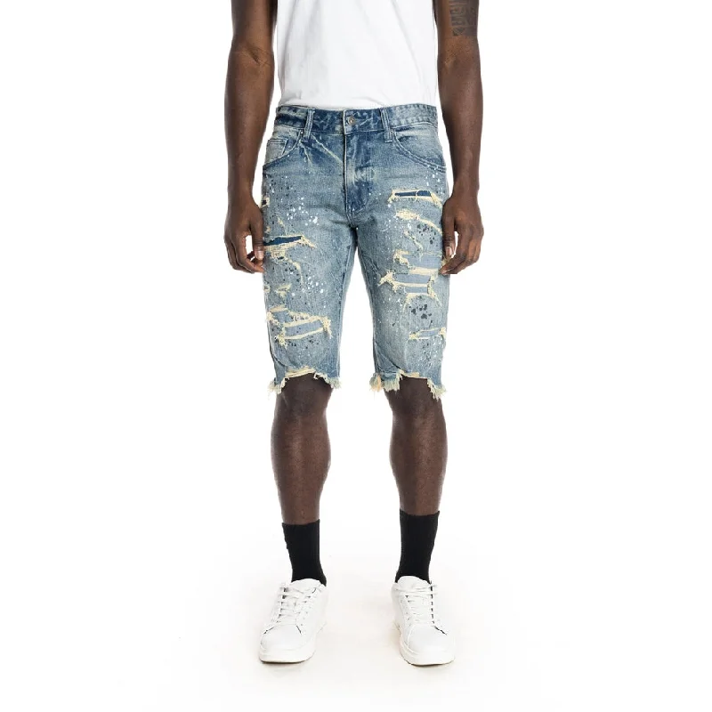 12" Slim Ripoff Semi Basic Jean Shorts - Blue Stone Elegant Men's Cashmere
