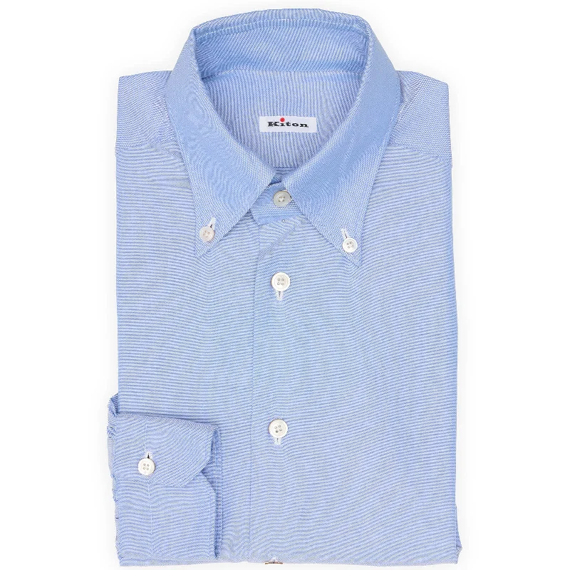KITON Napoli Handmade Blue Cotton Button-Down Dress Shirt EU 38 NEW US 15 Trendy Men's Bucket KITON Napoli Handmade Blue Cotton Button-Down Dress Shirt EU 38 NEW US 15 Trendy Men's Bucket