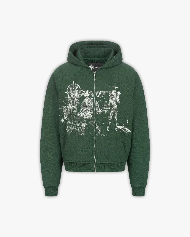 BINARY 2.0 ZIP HOODIE DARK GREEN Edgy Men's Punk