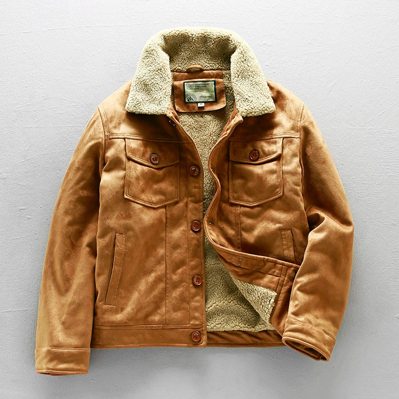 Shearling-Lined Suede Pilot Jacket Beach