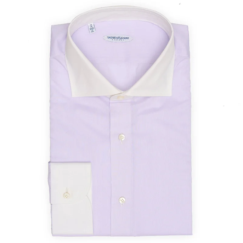 VINCENZO DI RUGGIERO Handmade Purple Cotton Dress Shirt EU 46 NEW US 18 Dynamic Men's Glow VINCENZO DI RUGGIERO Handmade Purple Cotton Dress Shirt EU 46 NEW US 18 Dynamic Men's Glow