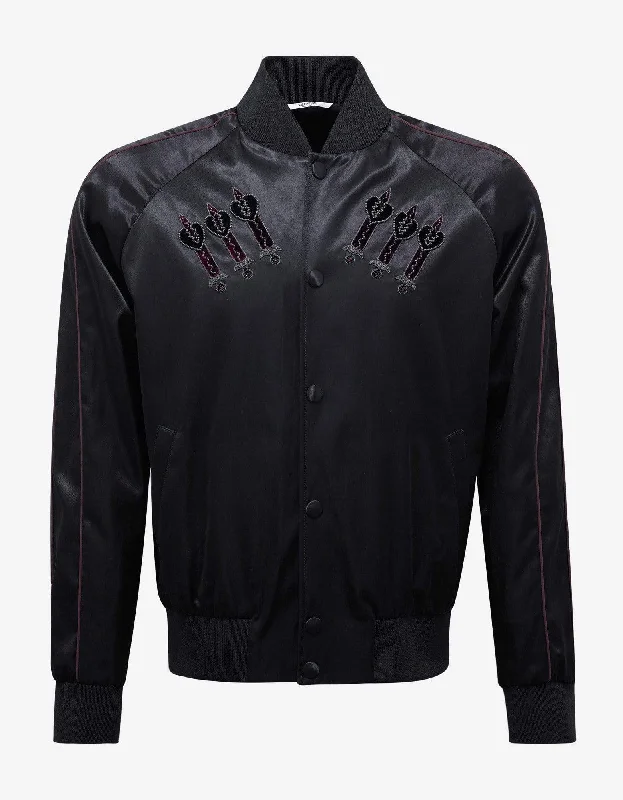 Valentino Garavani Black Loveblade Embroidery Souvenir Jacket Gym