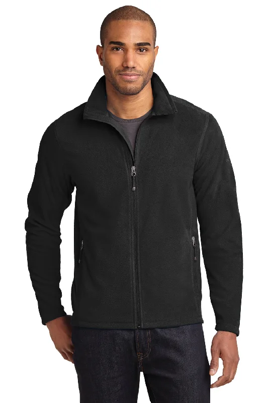 Eddie Bauer Mens Pill Resistant Microfleece Full Zip Jacket - Black Confident Men's High