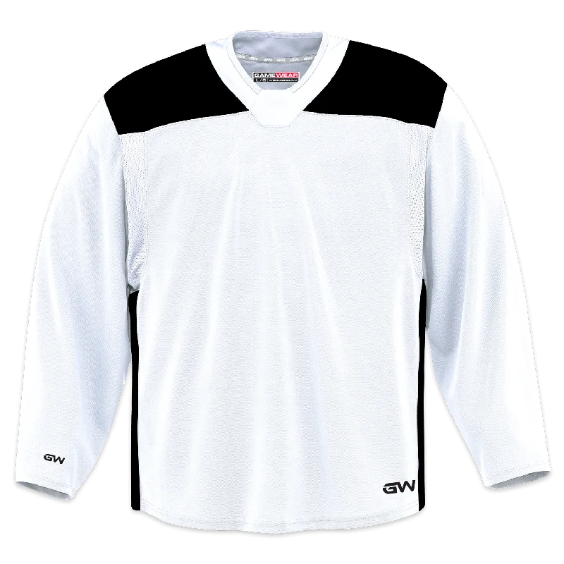 GameWear GW6500 ProLite Series Senior Hockey Practice Jersey - White / Black Modern Men's GameWear GW6500 ProLite Series Senior Hockey Practice Jersey - White / Black Modern Men's