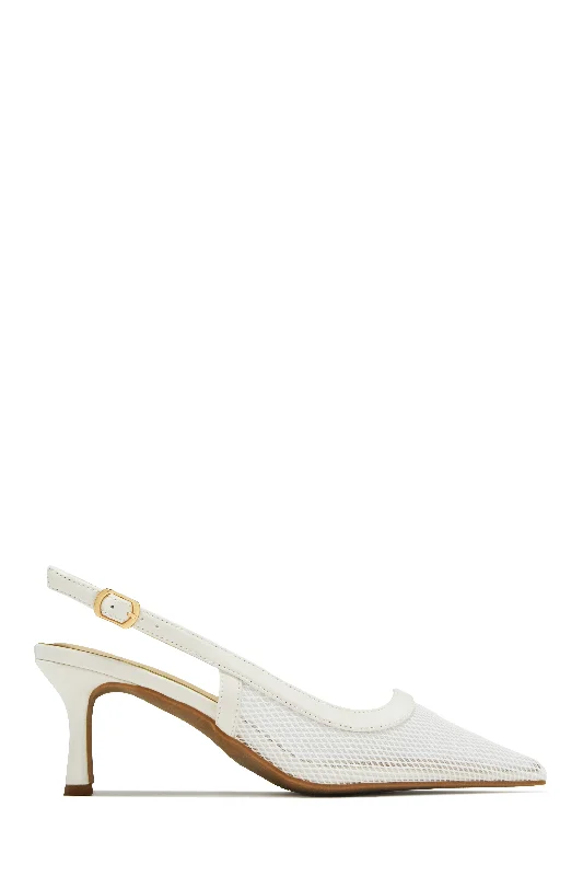 Chloey Slingback Mid Heel Pumps - Ivory