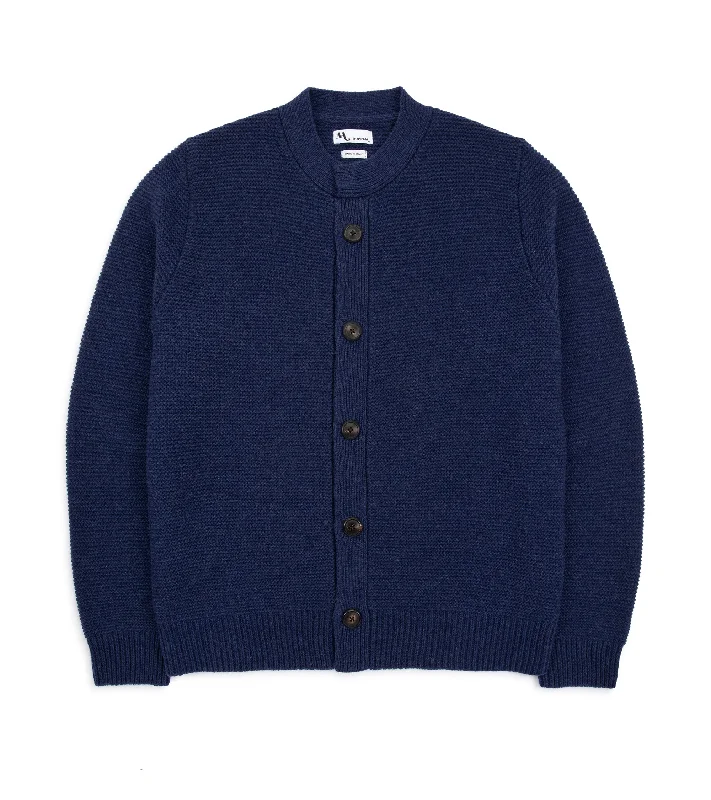 Doppiaa Aagrif Wool Milano Stitch Cardigan Jacket: Navy Traditional Men's Country