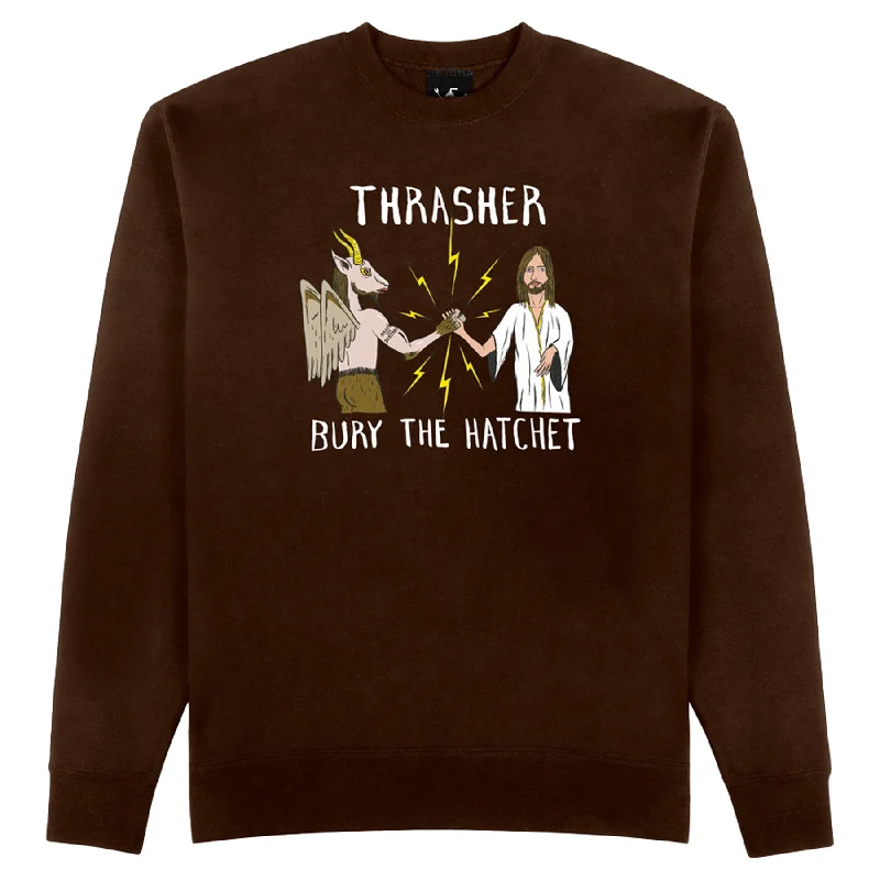 Thrasher x Toy Machine Bury The Hatchet Crewneck Dark Chocolate Trendy Men's Oversized