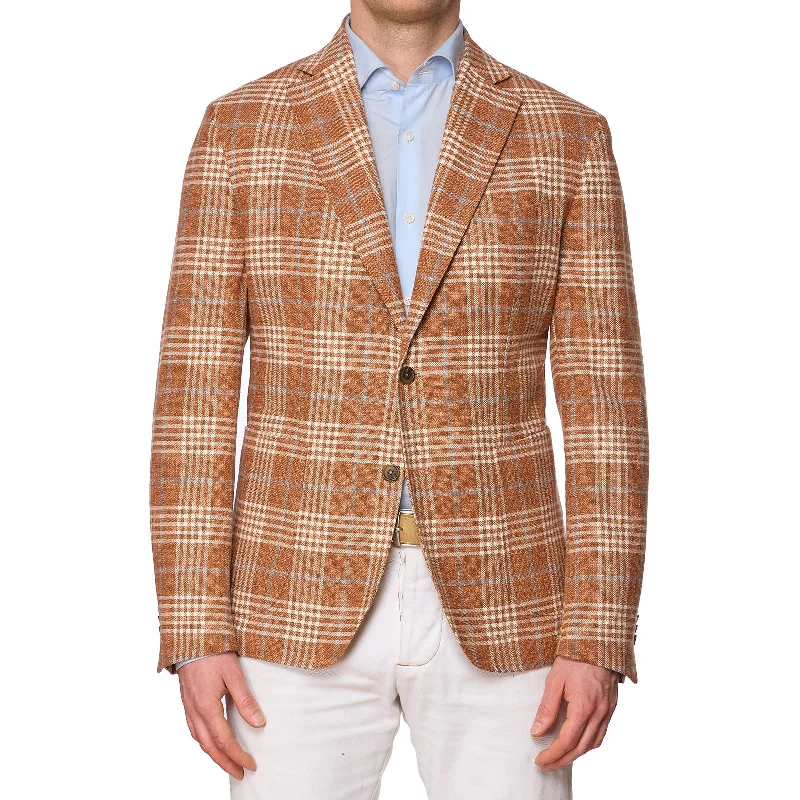 SARTORIA PARTENOPEA Clay Plaid Wool-Silk-Cotton Jacket NEW Current Model Business