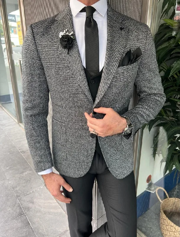 Fabio Gray Slim Fit Wool Blazer Elegant Men's Cashmere